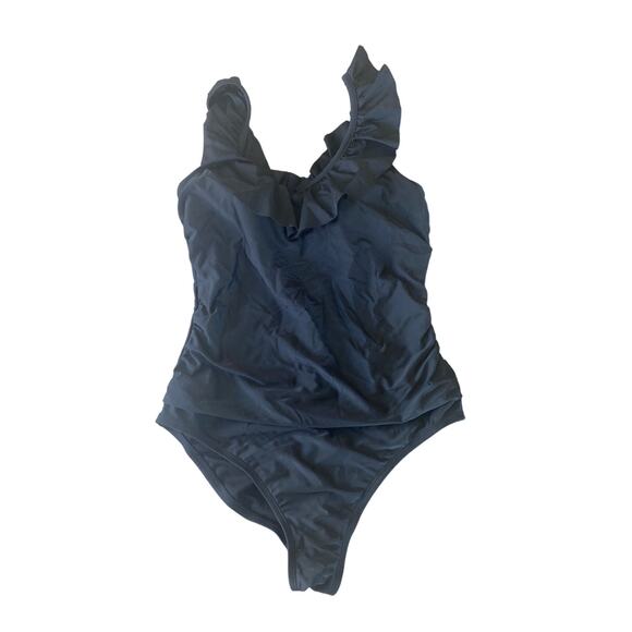 Women's Black Kona Sol One Piece Swimsuit Size Large Ruffles - Picture 3 of 5